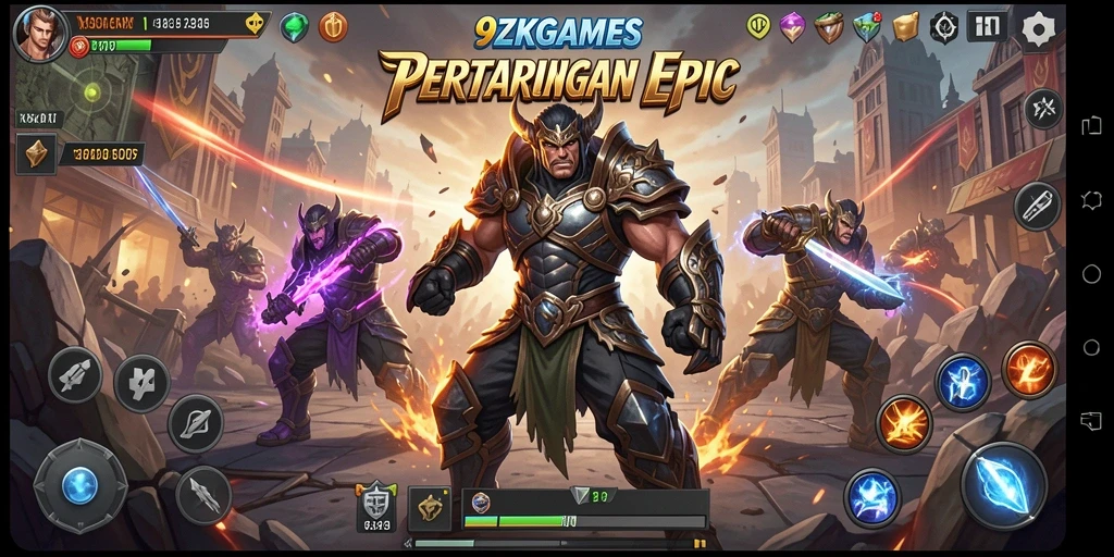 Tampilan gameplay seru dari 9ZKGAMES dengan pertarungan yang dinamis.
