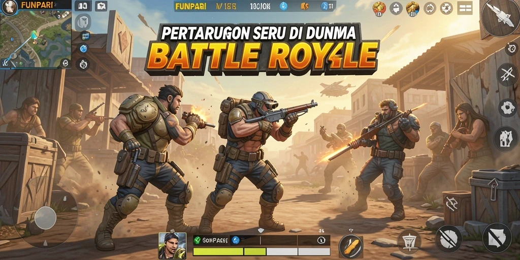 Tampilan gameplay seru dari FUNPARI di arena Battle Royale.
