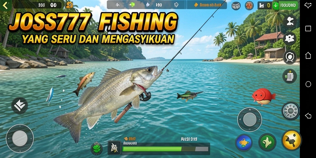 Gameplay JOSS777 yang menampilkan aksi memancing seru dan dinamis.
