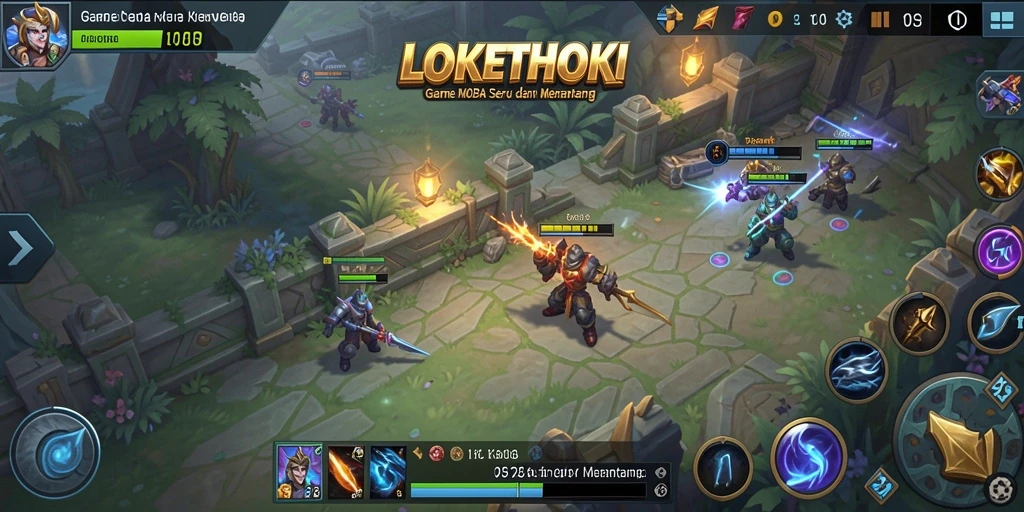Tampilan gameplay seru di arena LOKETHOKI dengan hero bertarung.