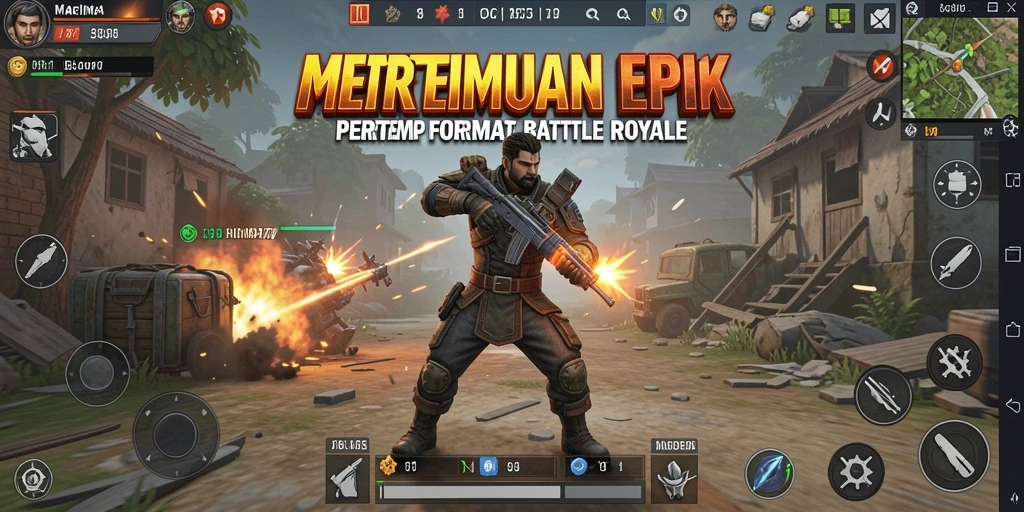 Screenshot gameplay MARIMA77 dengan aksi pertempuran Battle Royale yang mendebarkan.