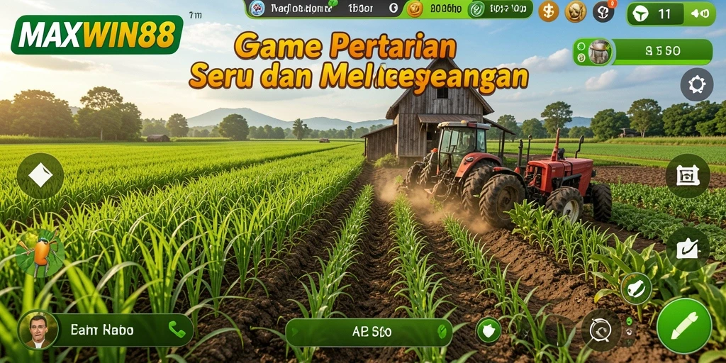 Screenshot <strong>MAXWIN88</strong> menunjukkan gameplay seru bertani dan mengelola lahan.