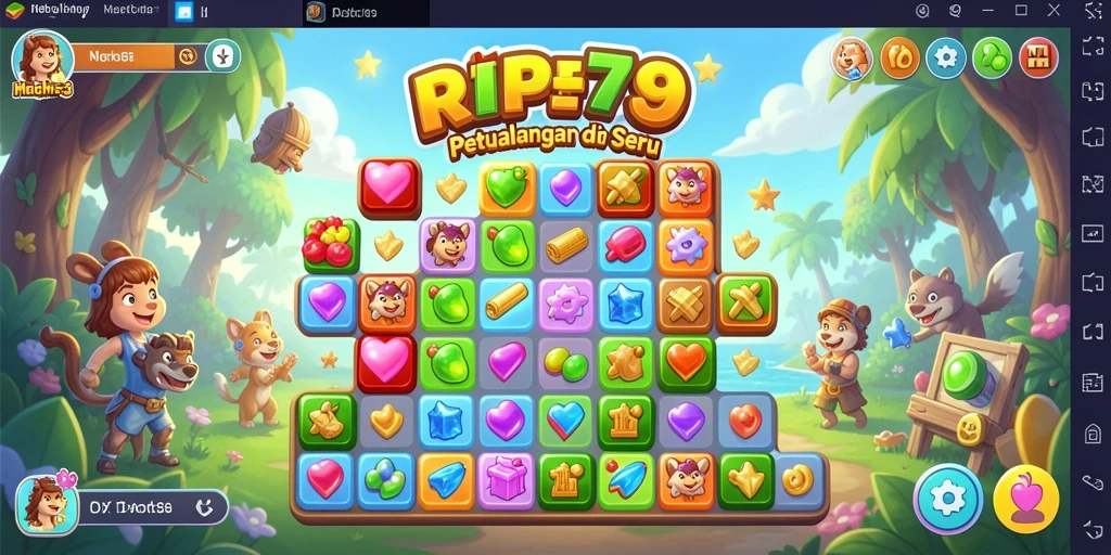 Screenshot gameplay Match-3 RP79 yang penuh warna dan menantang.