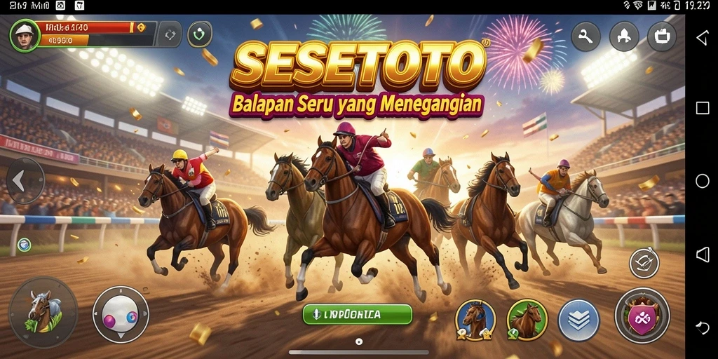 Tampilan gameplay SESETOTO yang mendebarkan saat balapan.
