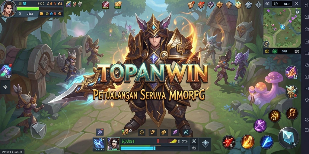 Screenshot utama TOPANWIN menampilkan aksi seru dalam pertempuran MMORPG.